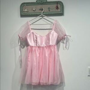 Pink Corset Babydoll Mini Dress
